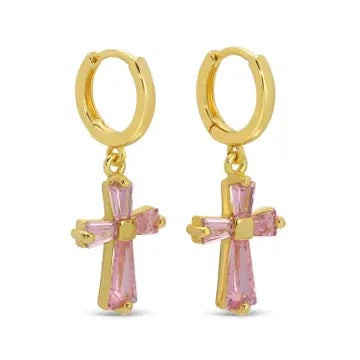 Splendid Iris Crystal Cross Huggies