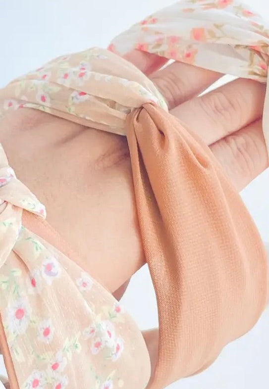 Peach Floral Printed Headband