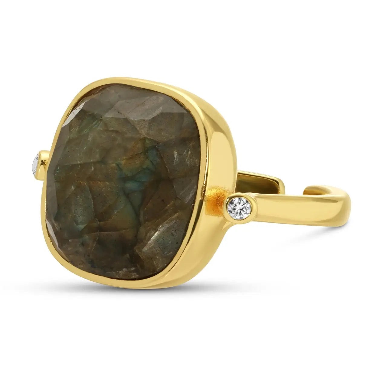 Splendid Iris Rounded Square Stone Ring