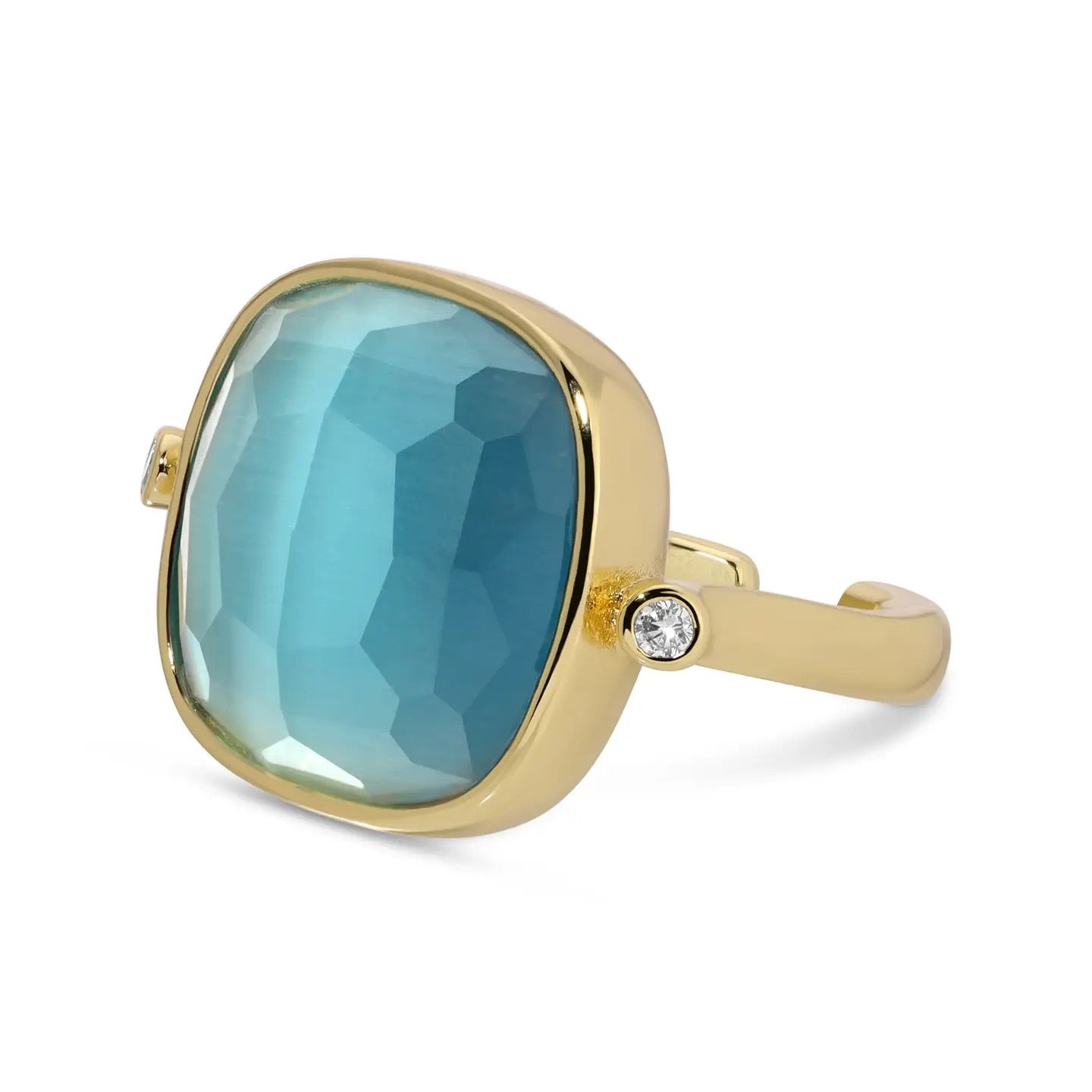 Splendid Iris Rounded Square Stone Ring