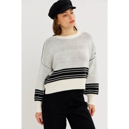 Striped Boxy Pullover Sweater