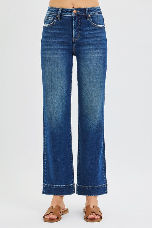 Risen Dark Tummy Control High Rise Straight Jeans