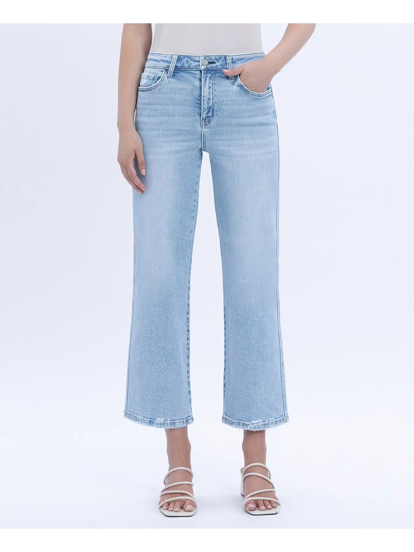 Lovervet High Rise Crop Slim Wide Jeans