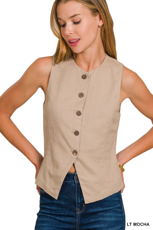 Linen 5 Button Vest