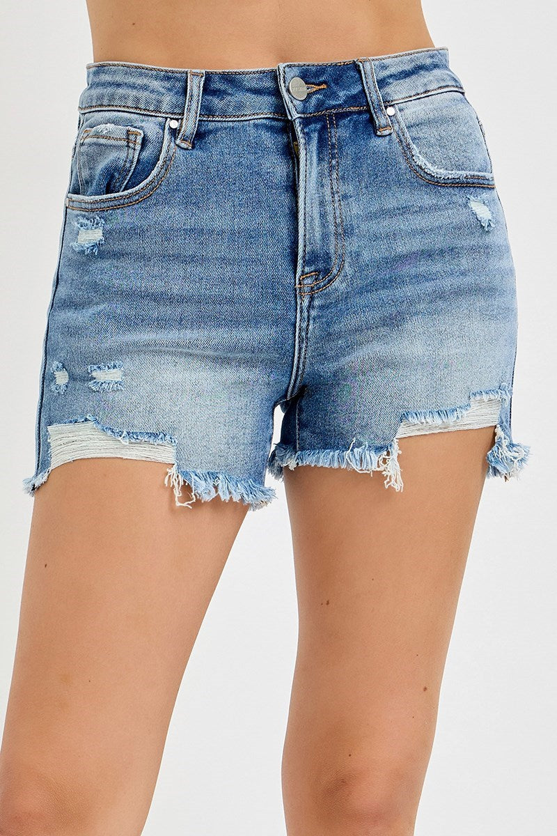 Risen High Rise Distressed Shorts
