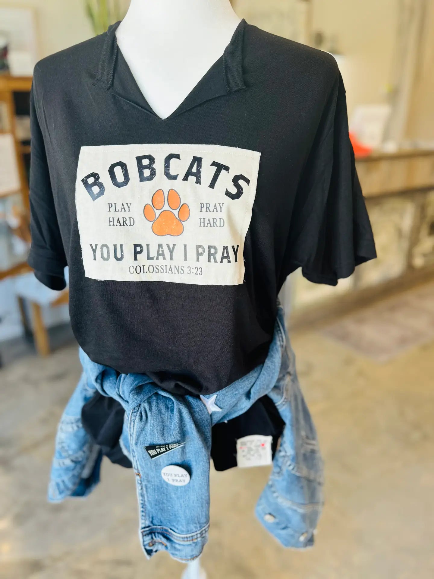 You Play I Pray Gameday Patch V-Neck Tee