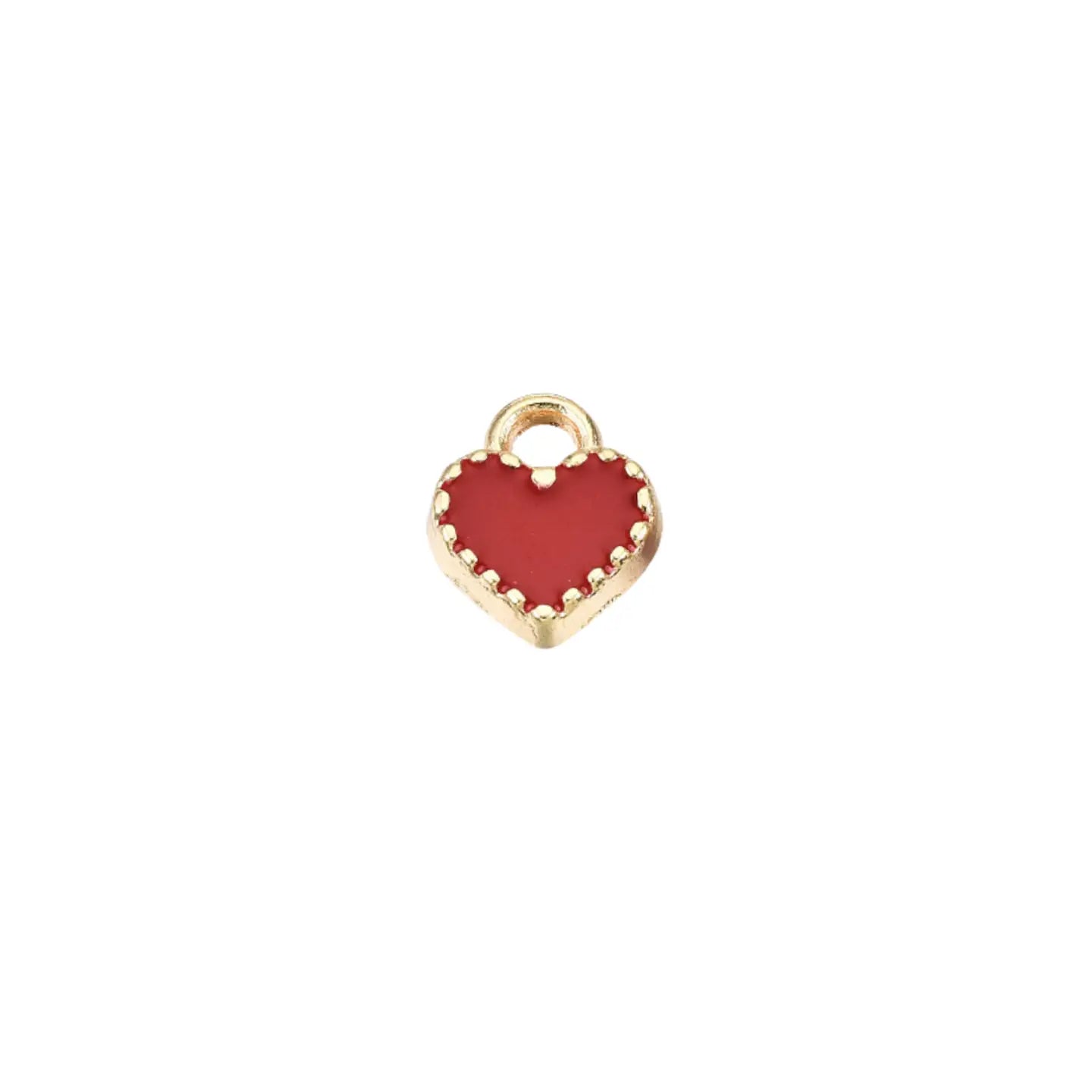 Gold Red Heart Charm