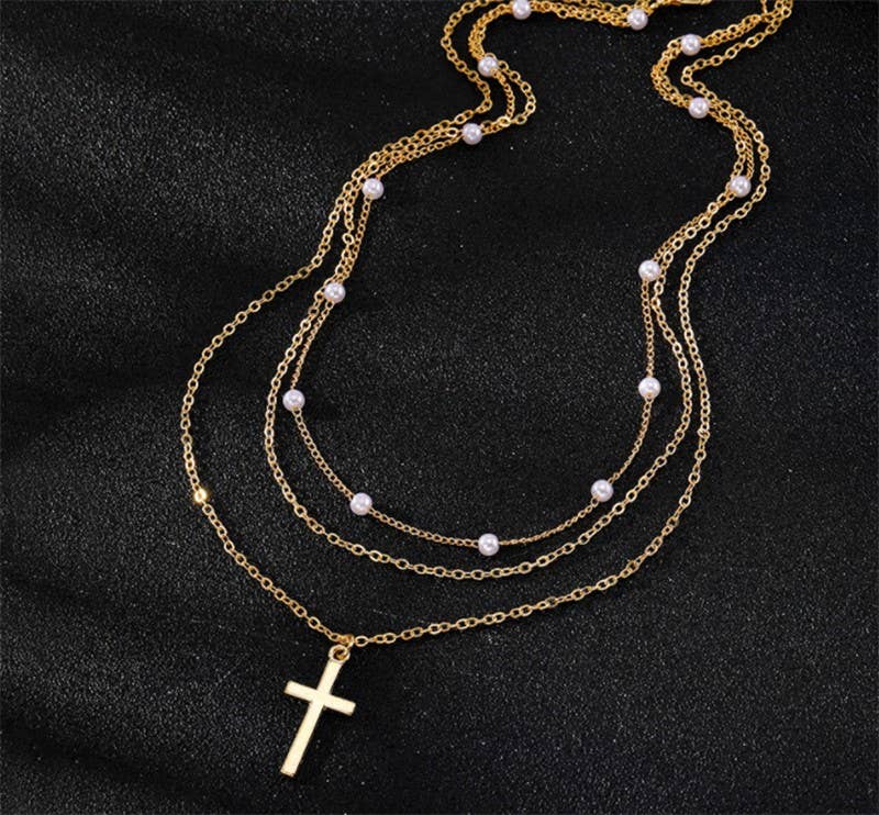 Gold 18K Stainless Steel Cross Necklace