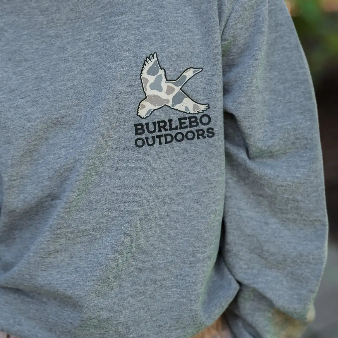 Burlebo Youth Camo Hunting Dog Long Sleeve - Dark Heather Grey