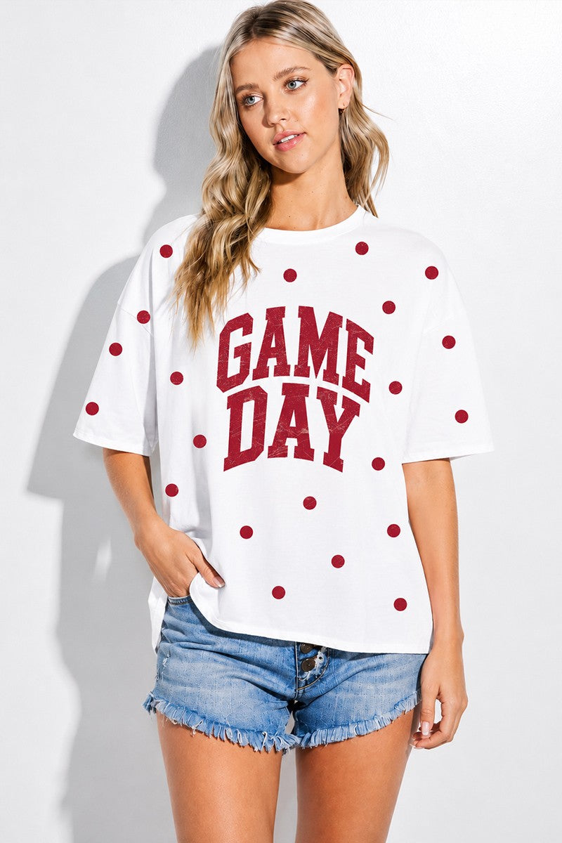 Red Game Day Polka Dot Top