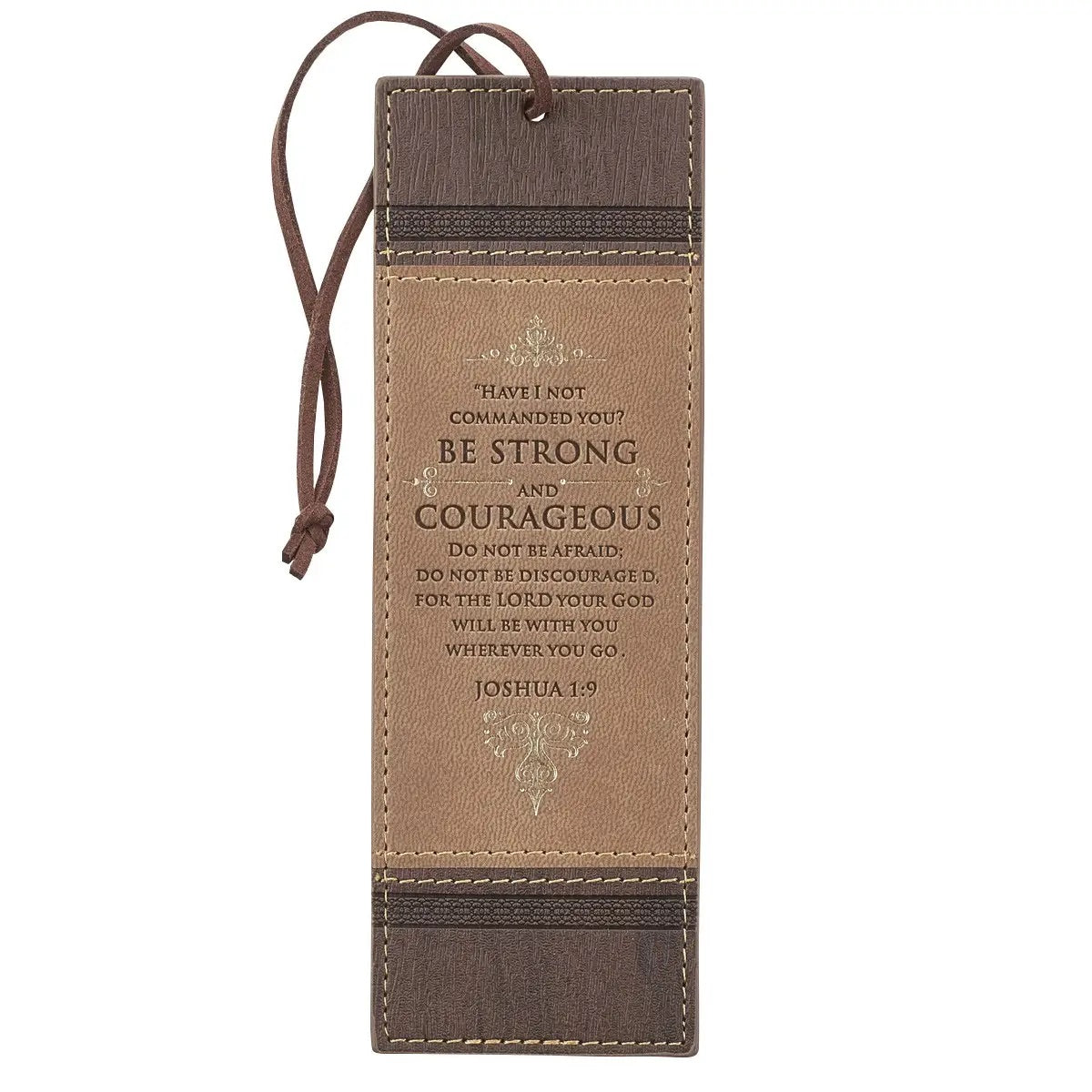 Brown Two-Tone Leather Bookmark Josh 1:9