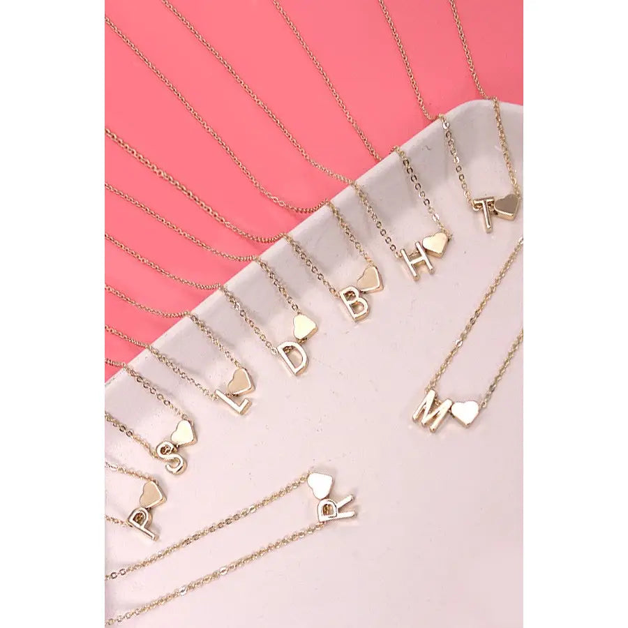 Initial Heart Charm Necklace