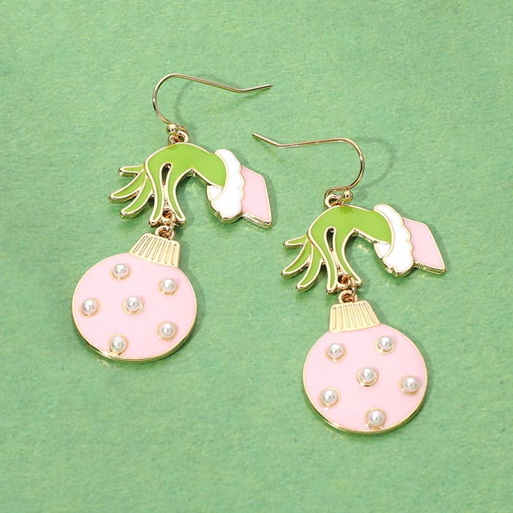 Grinch Christmas Ornament Charm Drop Dangle Earrings