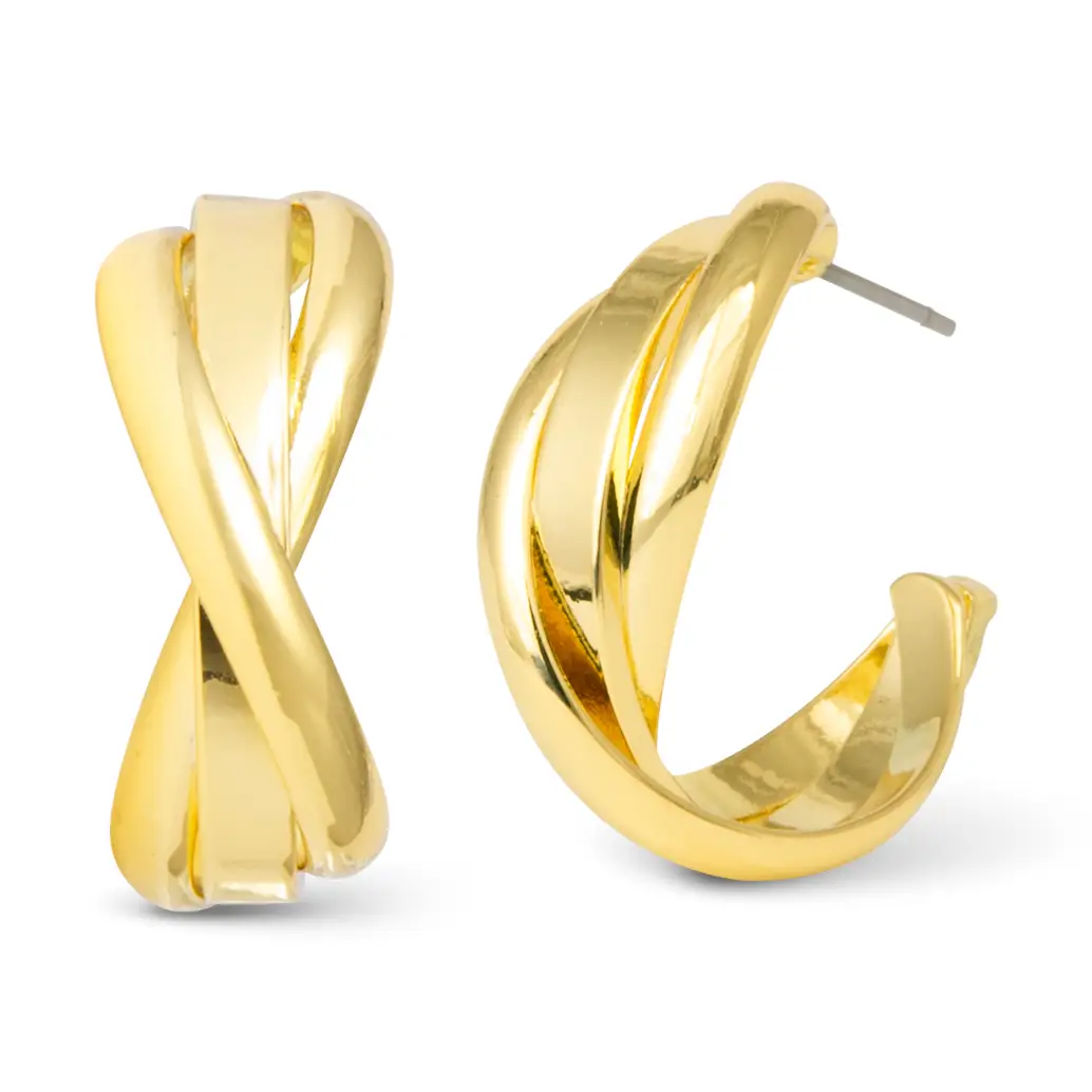 Grace Polished Twist Huggie Gold