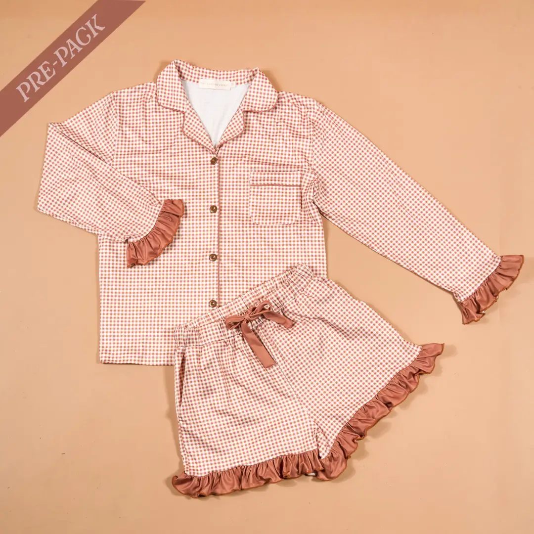 Maple Gingham Pajama Shorts Set