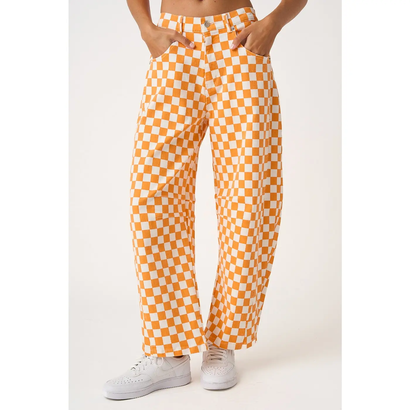 Game Day Checkered Elastic Waist Barrel Pants (MORE COLORS)