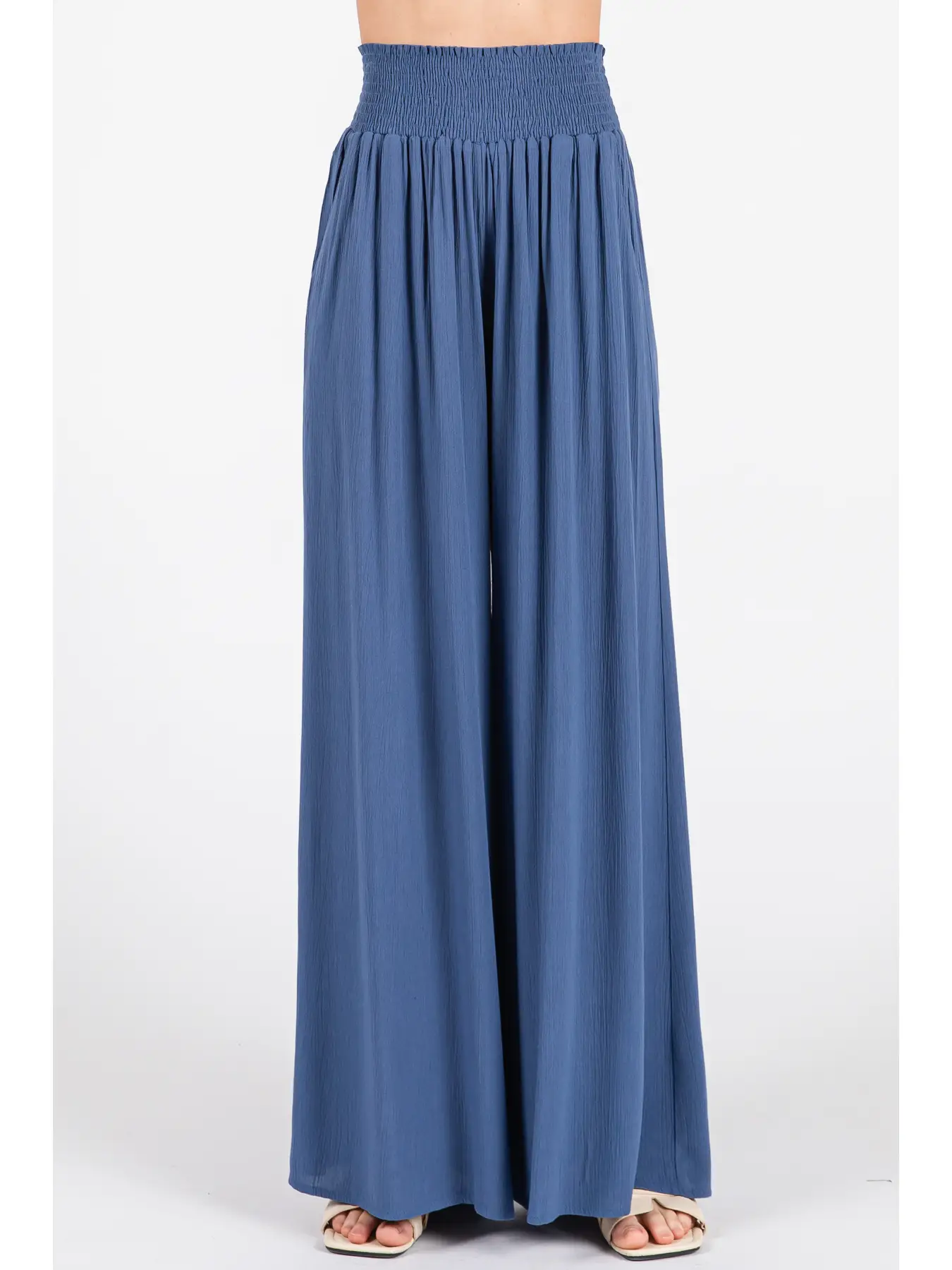 Wide Smock Waist Wide Leg Pants