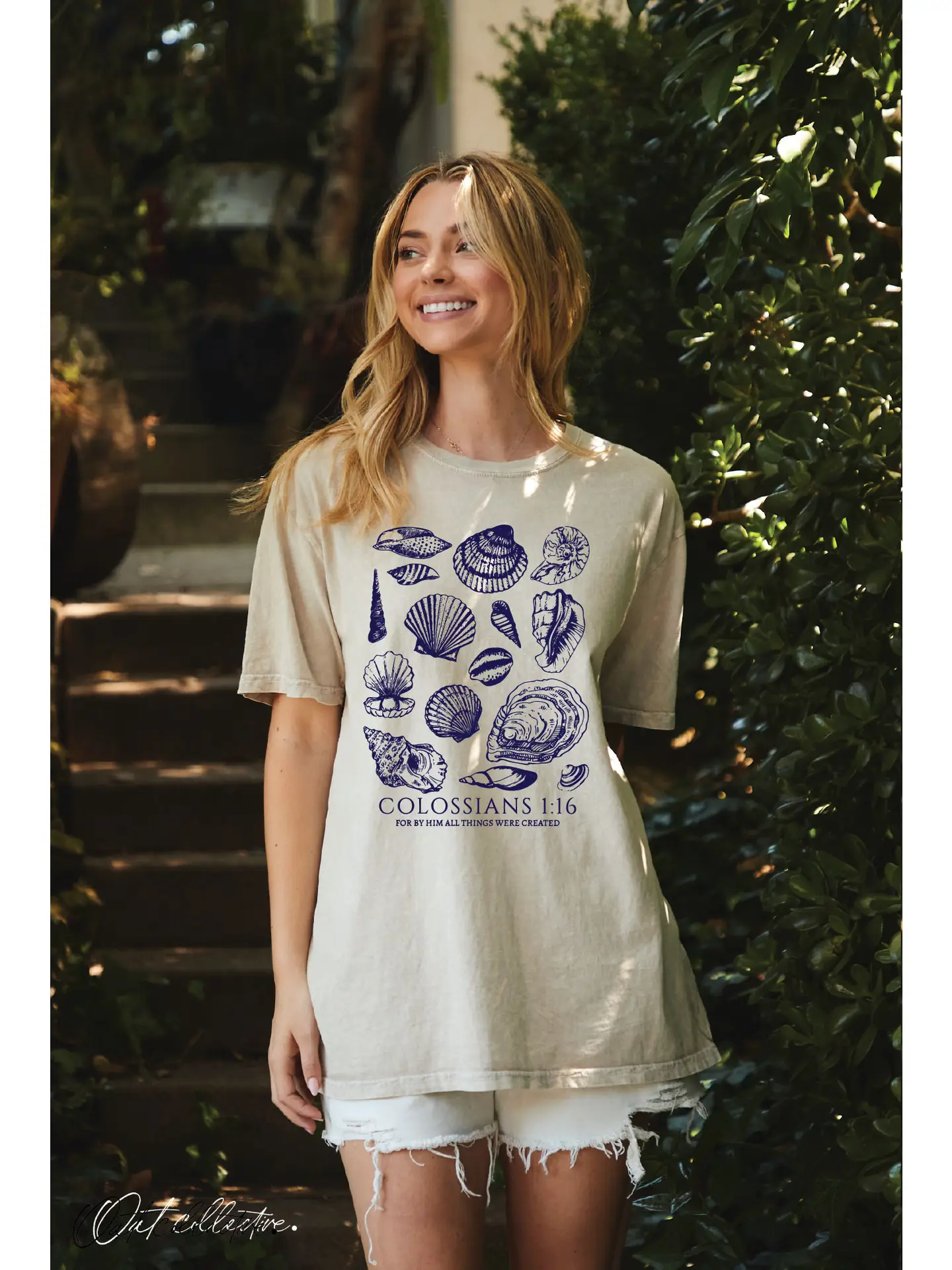 Colossians 1:16 Oversized Sea Graphic Top