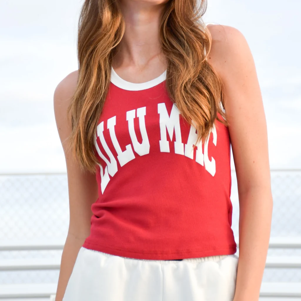 Lulu Mac Tank - Cardinal/White