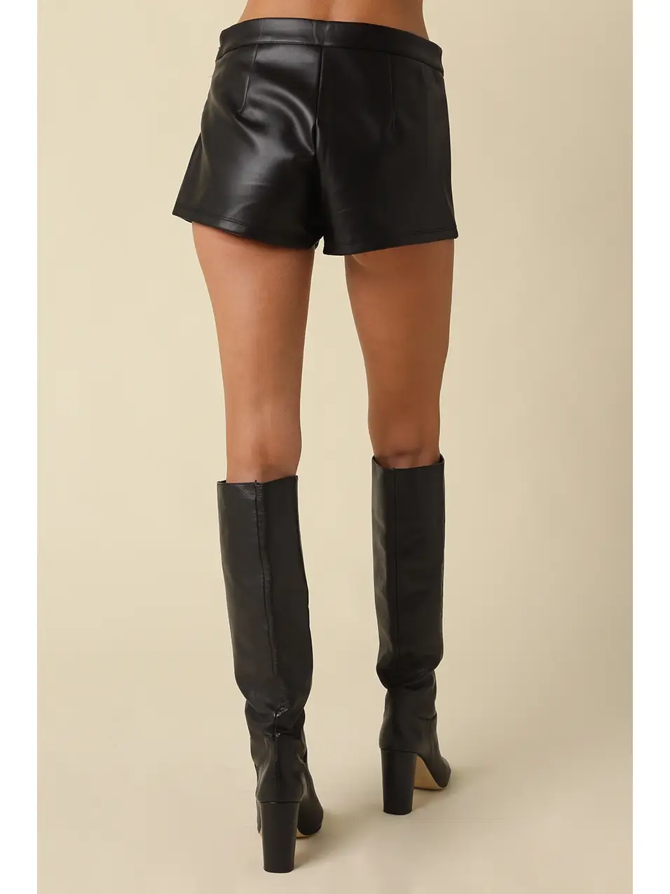 Piper Faux Leather Tailored Shorts in Black