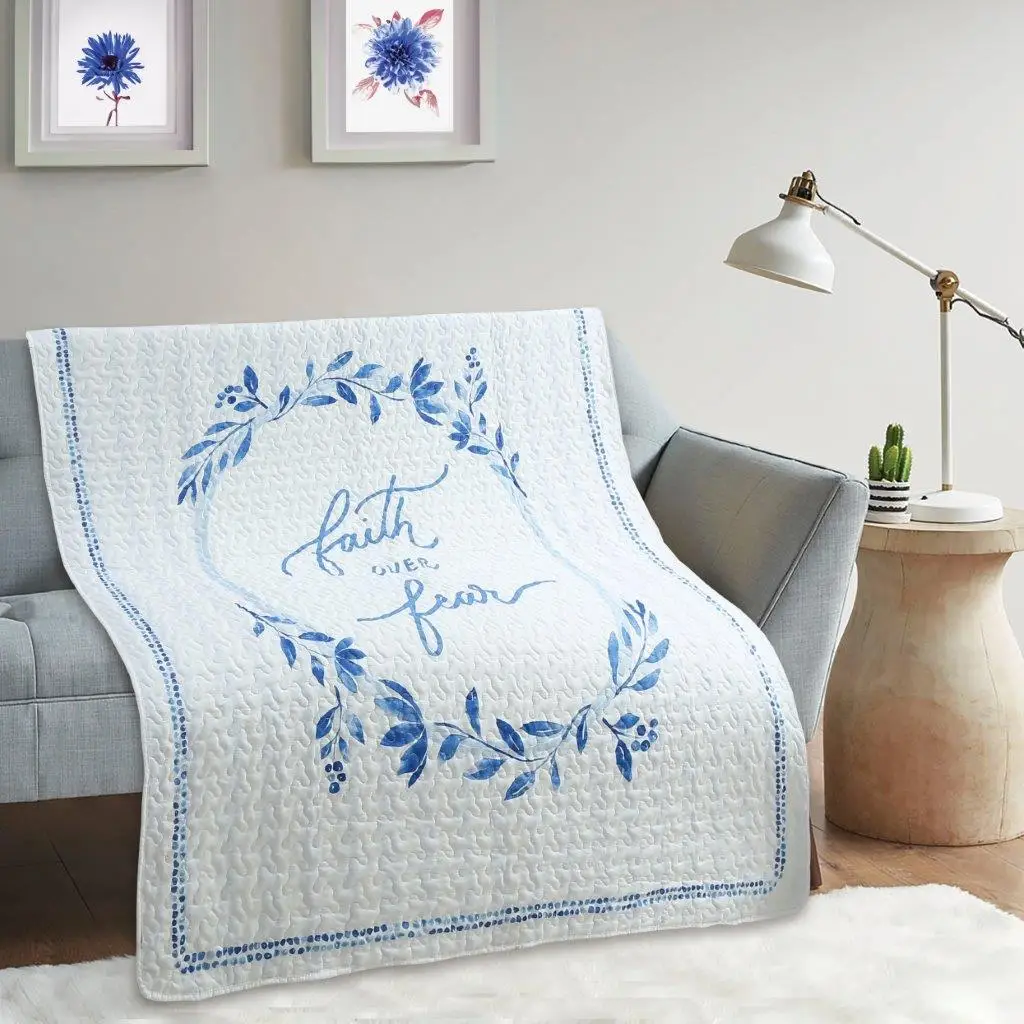 Faith Over Fear Inspirational Quilted Throw