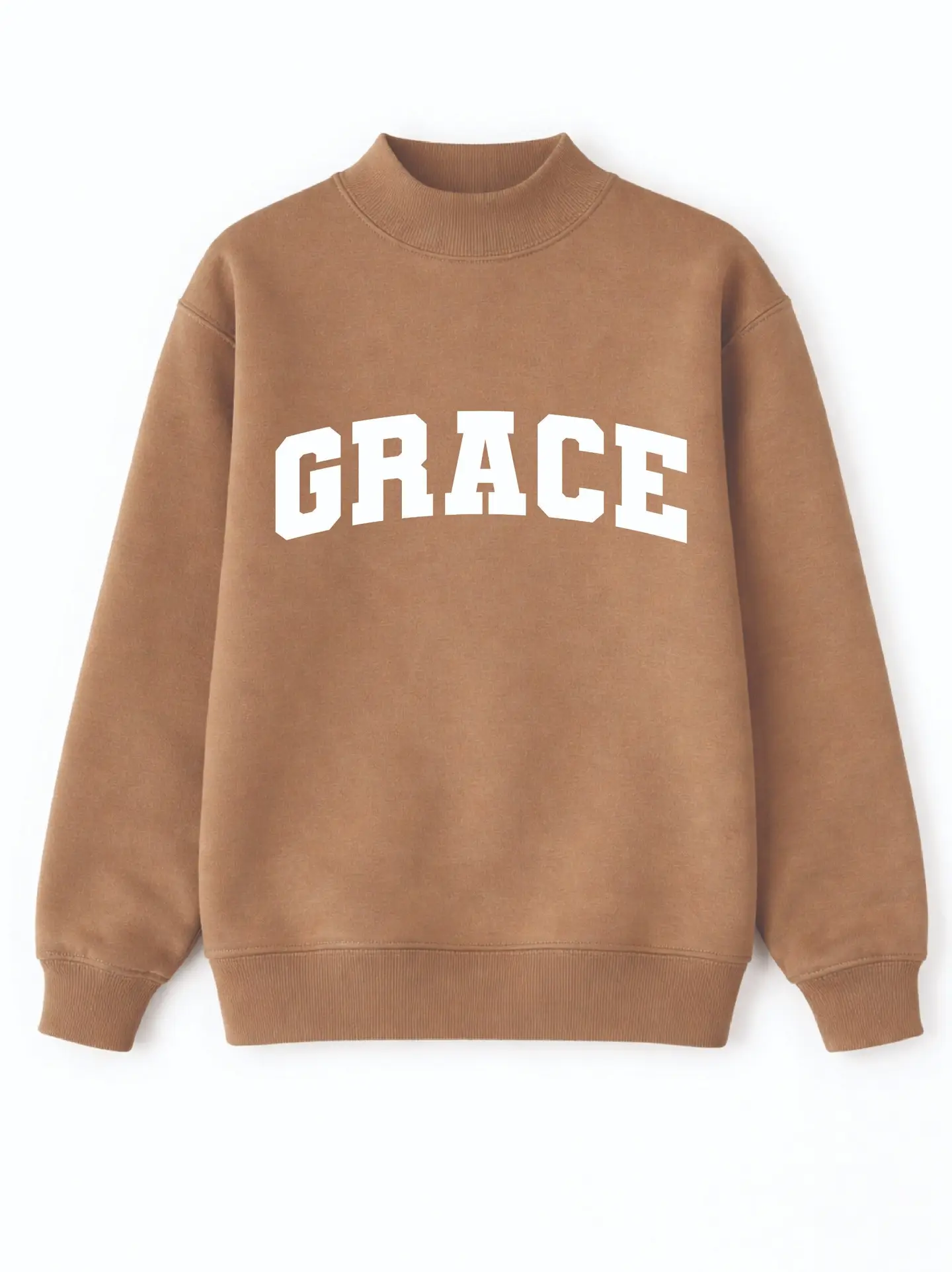 Grace Brown Mock Neck Sweatshirt