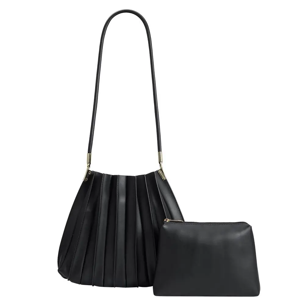 Melie Bianco Carrie Pleated Vegan Leather Shoulder Bag - 3 Color Options