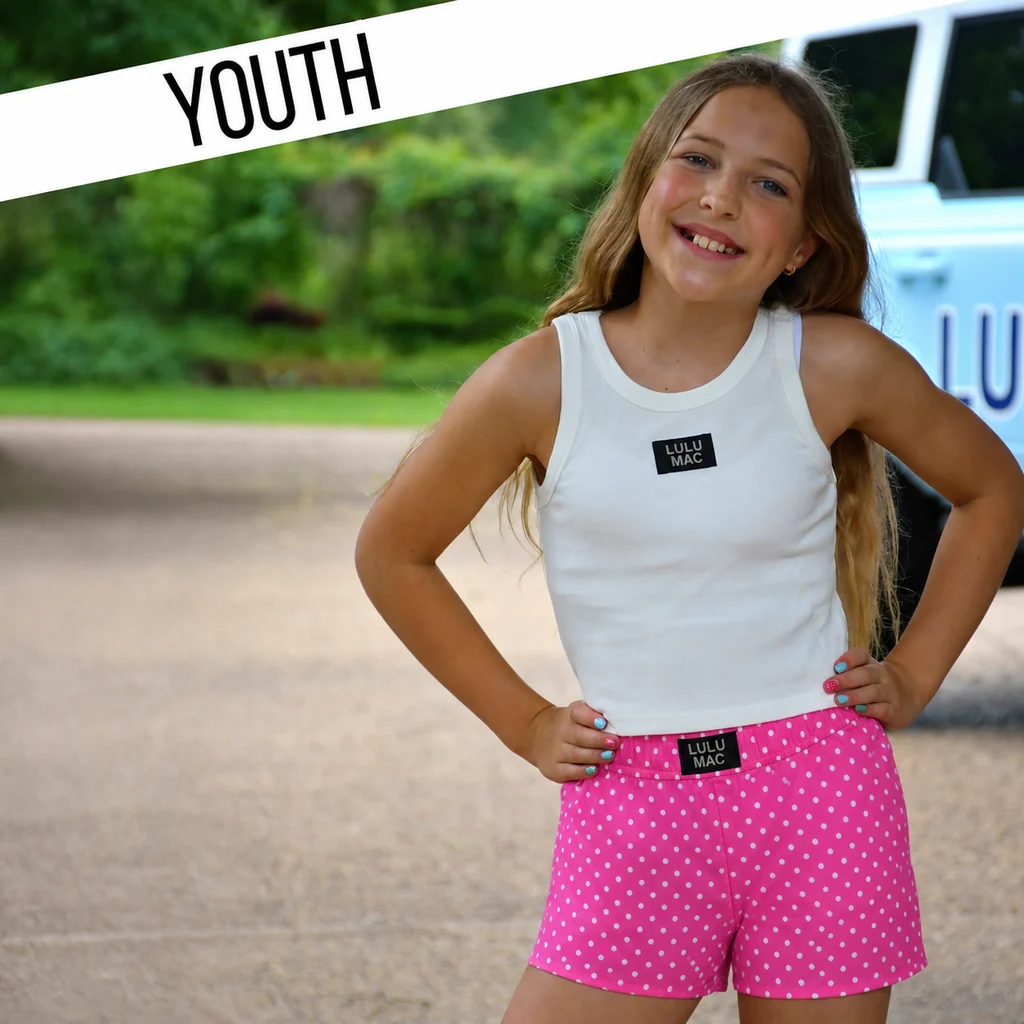 Lulu Mac Youth Bubblegum Pink Mini Polka Dot Shorts