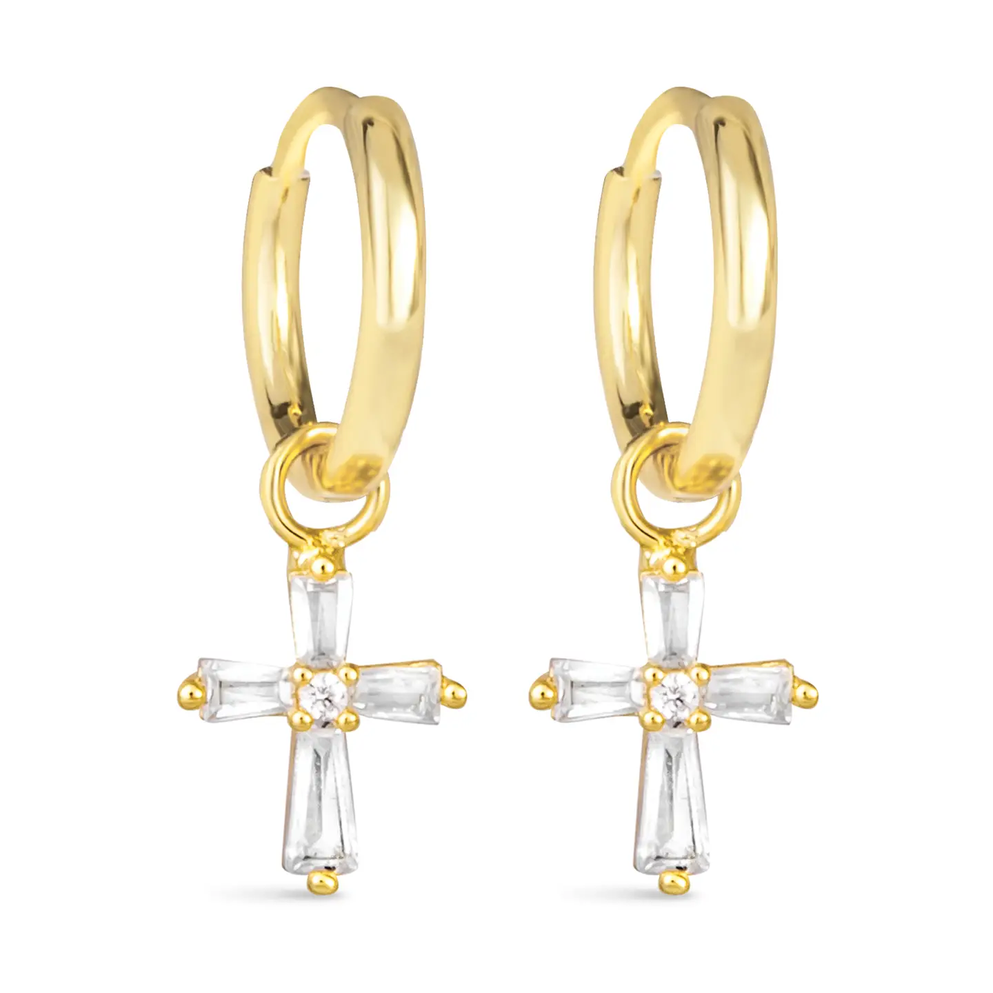 Tapered Cross Hoop Earring - Gold