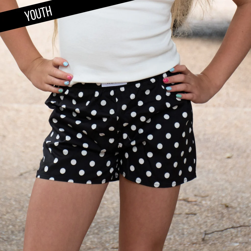 Lulu Mac Youth Black & White Small Polka Dot Shorts