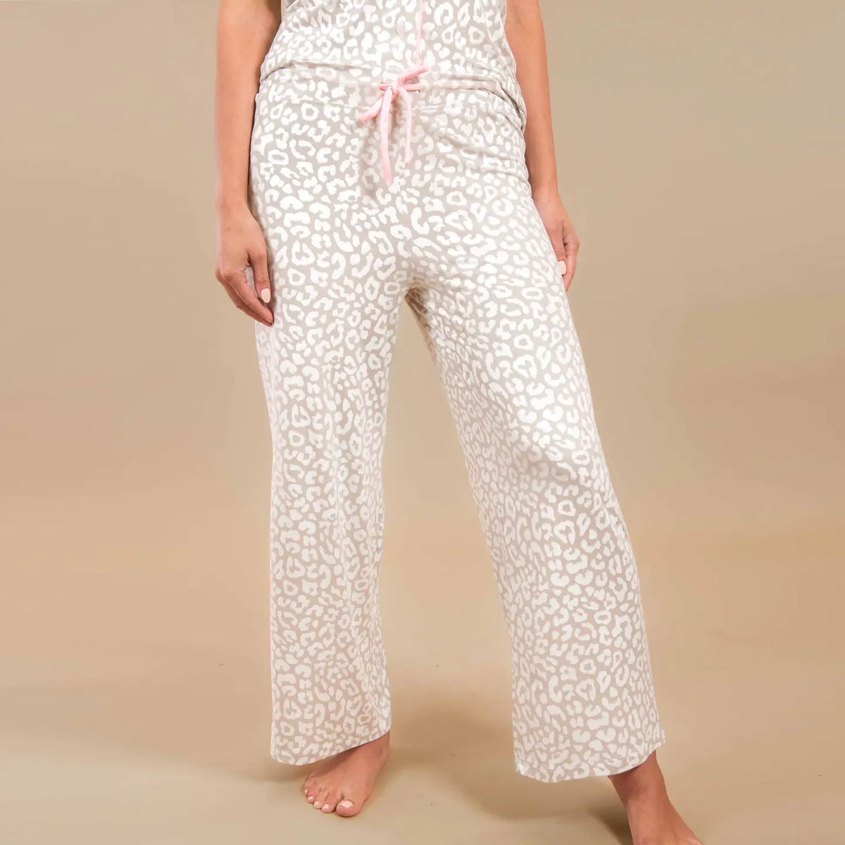 Taupe Leopard Pajama Pants | Beige Animal Pj Bottoms