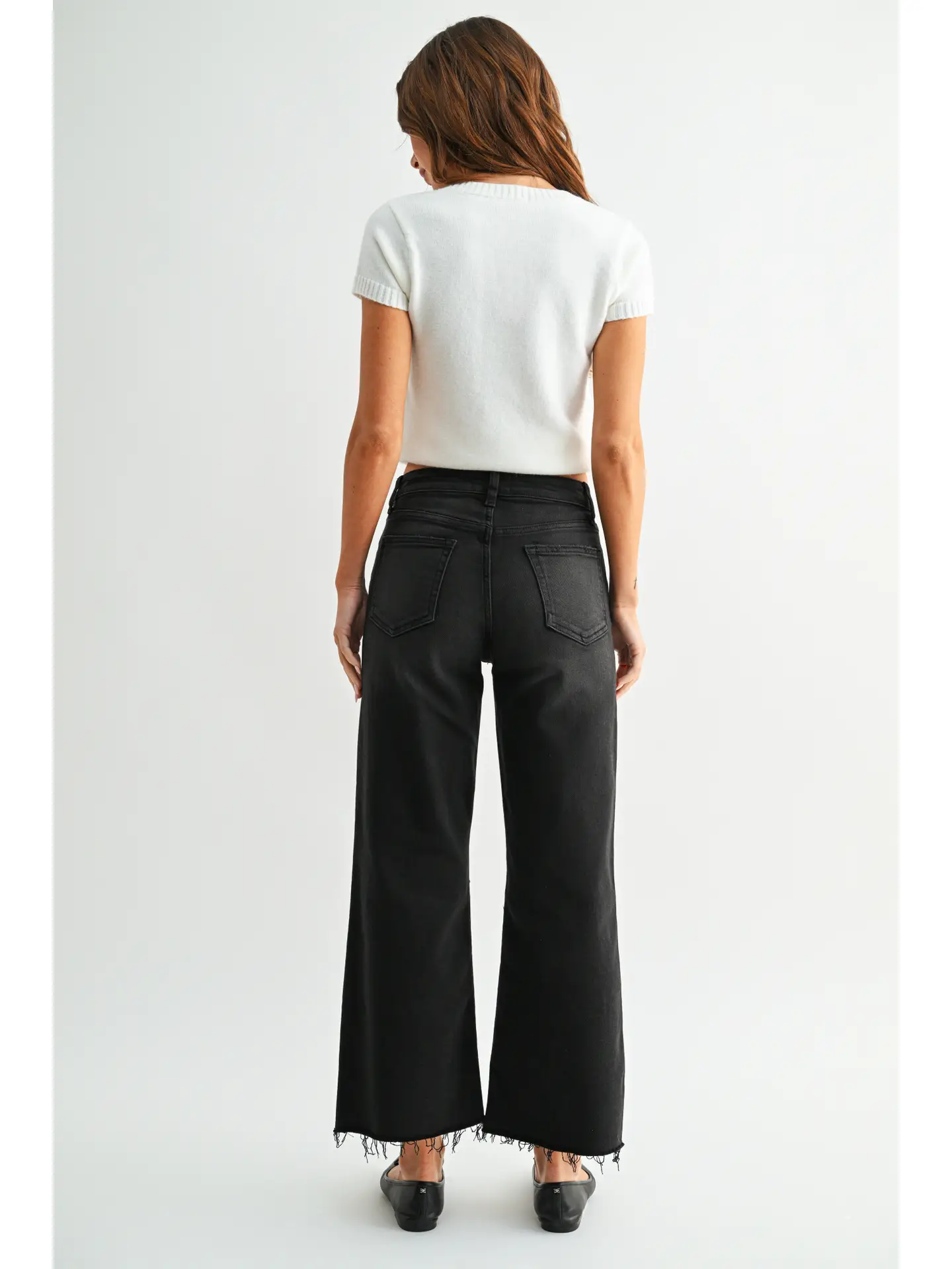 Washed Black Wide Leg Jean