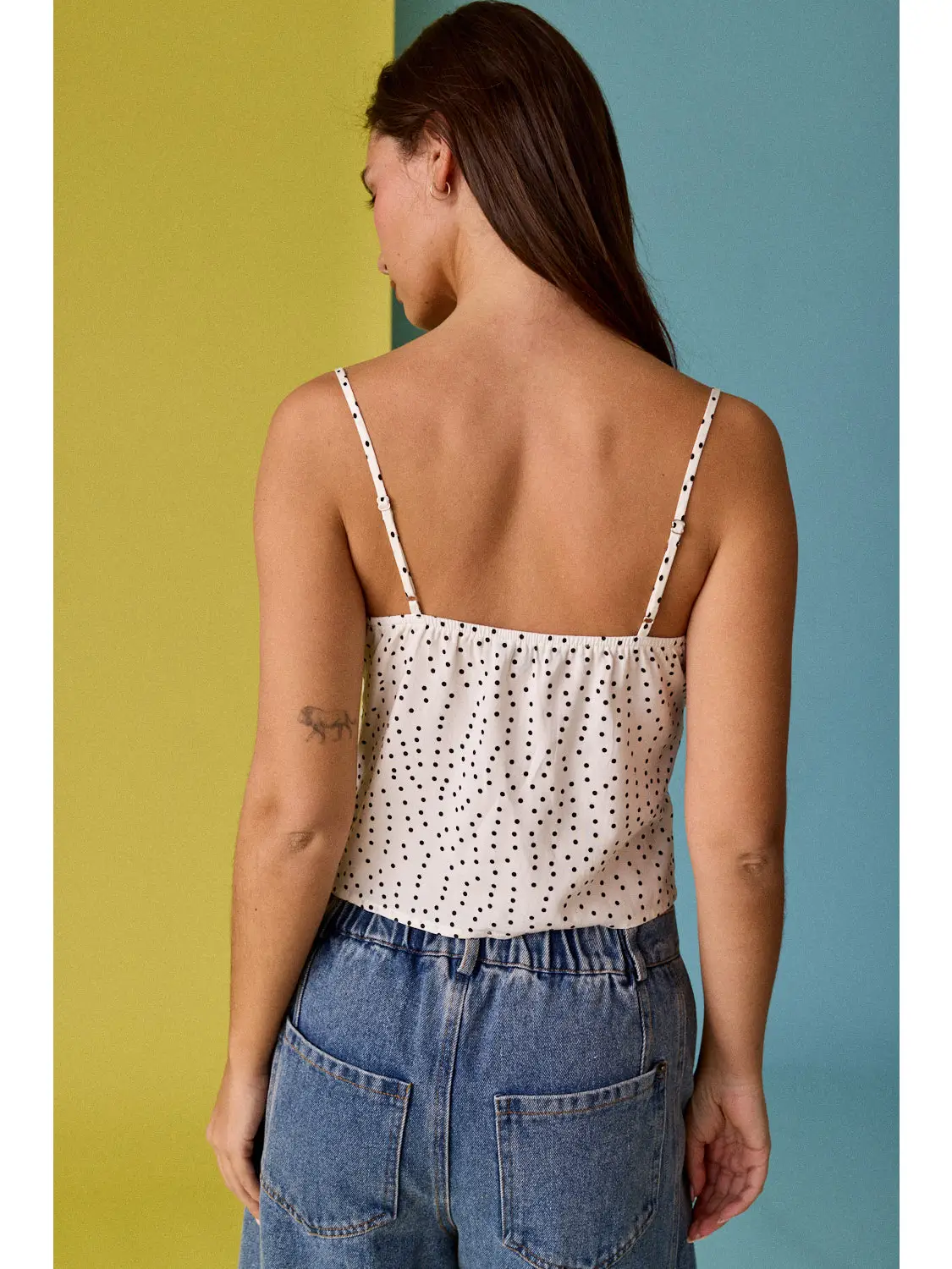 Dotted Lace Trim Corset Cami Top
