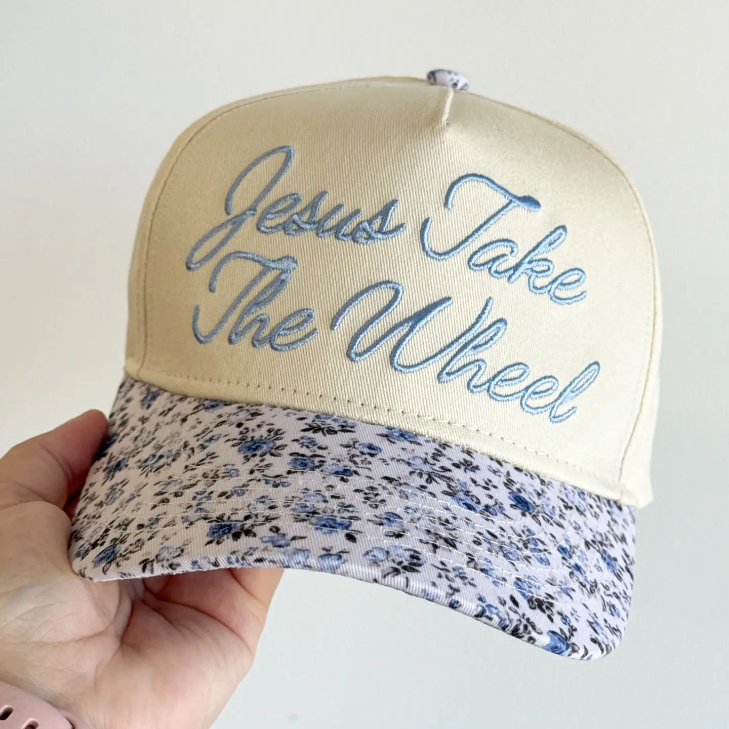 Jesus Take the Wheel Floral Trucker Hat