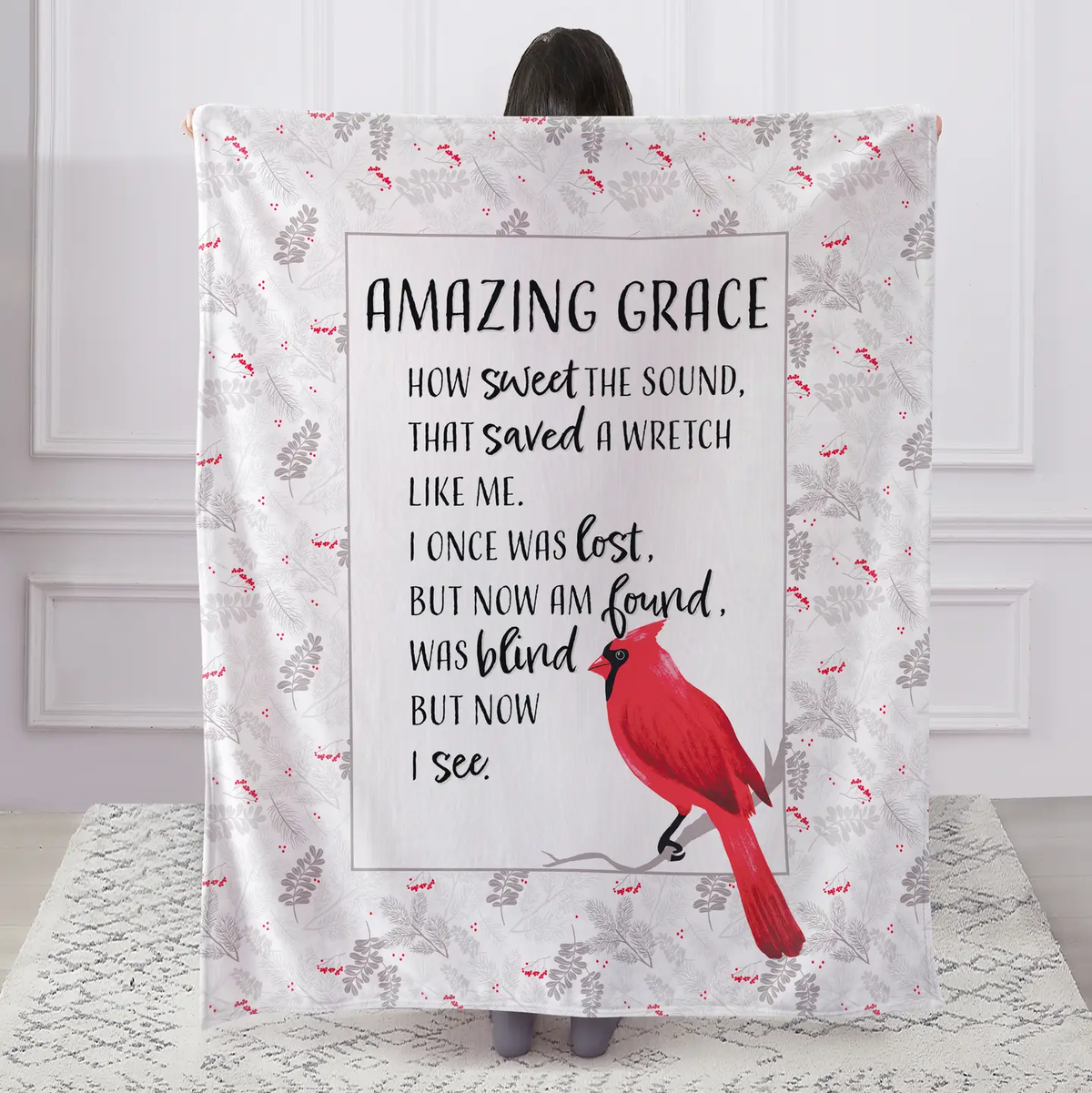 Cardinals Amazing Grace Fur Plush Throw Blanket