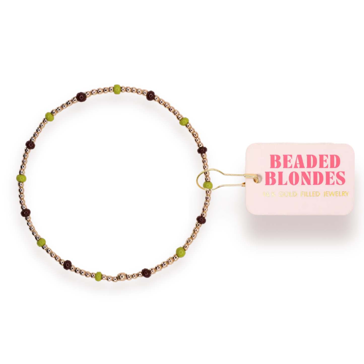 Beaded Blondes Penelope Bracelet in Dark Brown and Olive Green