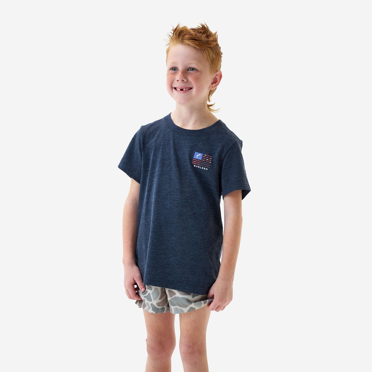 Burlebo Youth Fishing USA Navy Tee