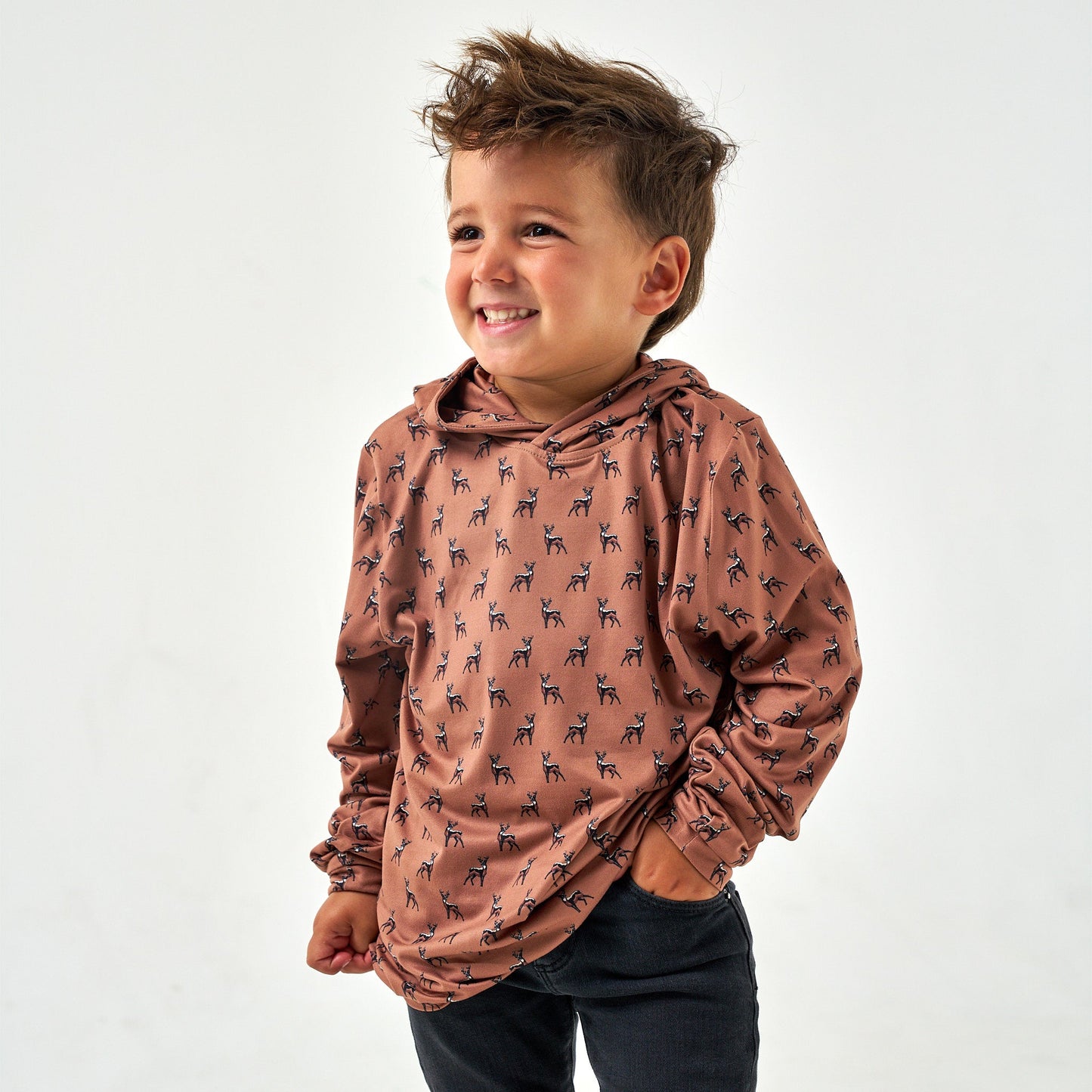 Burlebo Youth Brown Whitetail Deer Performance Hoodie