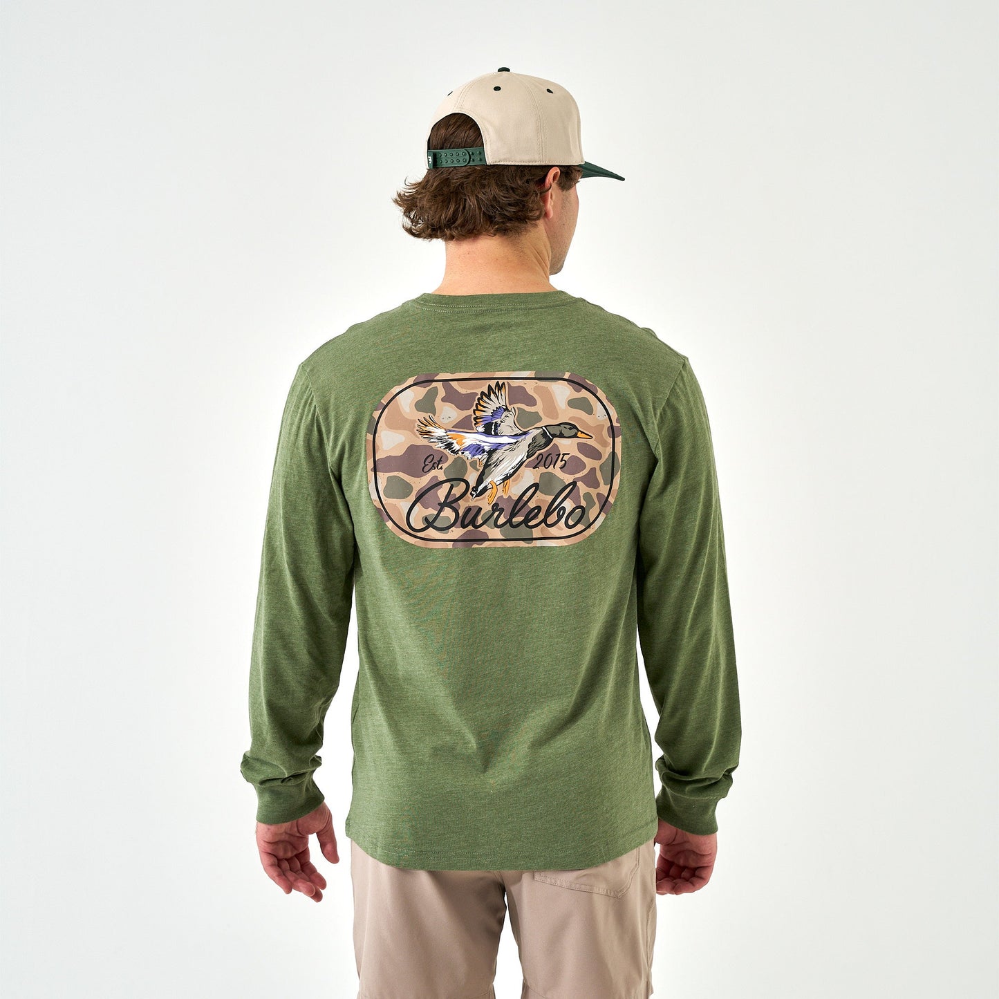 Burlebo Olive Ducks Flying In Long Sleeve Tee