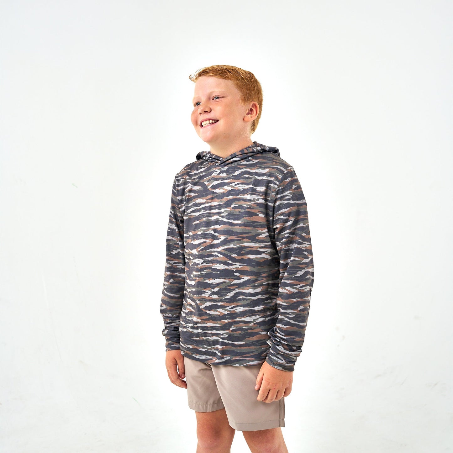 Burelbo Youth Tiger Stripe Camo - Wetland Performance Hoodie