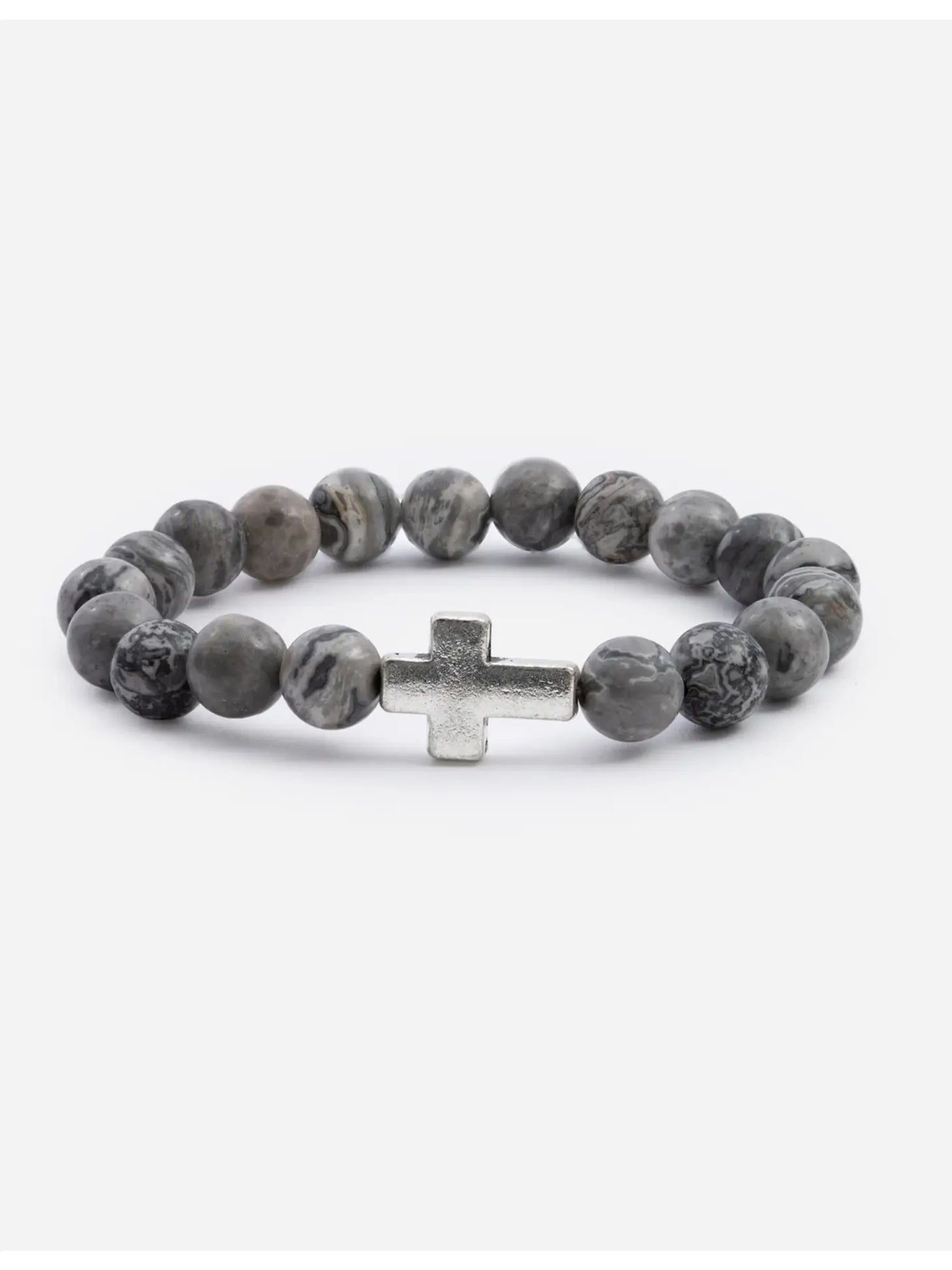 Slate Grey Cross Bracelet