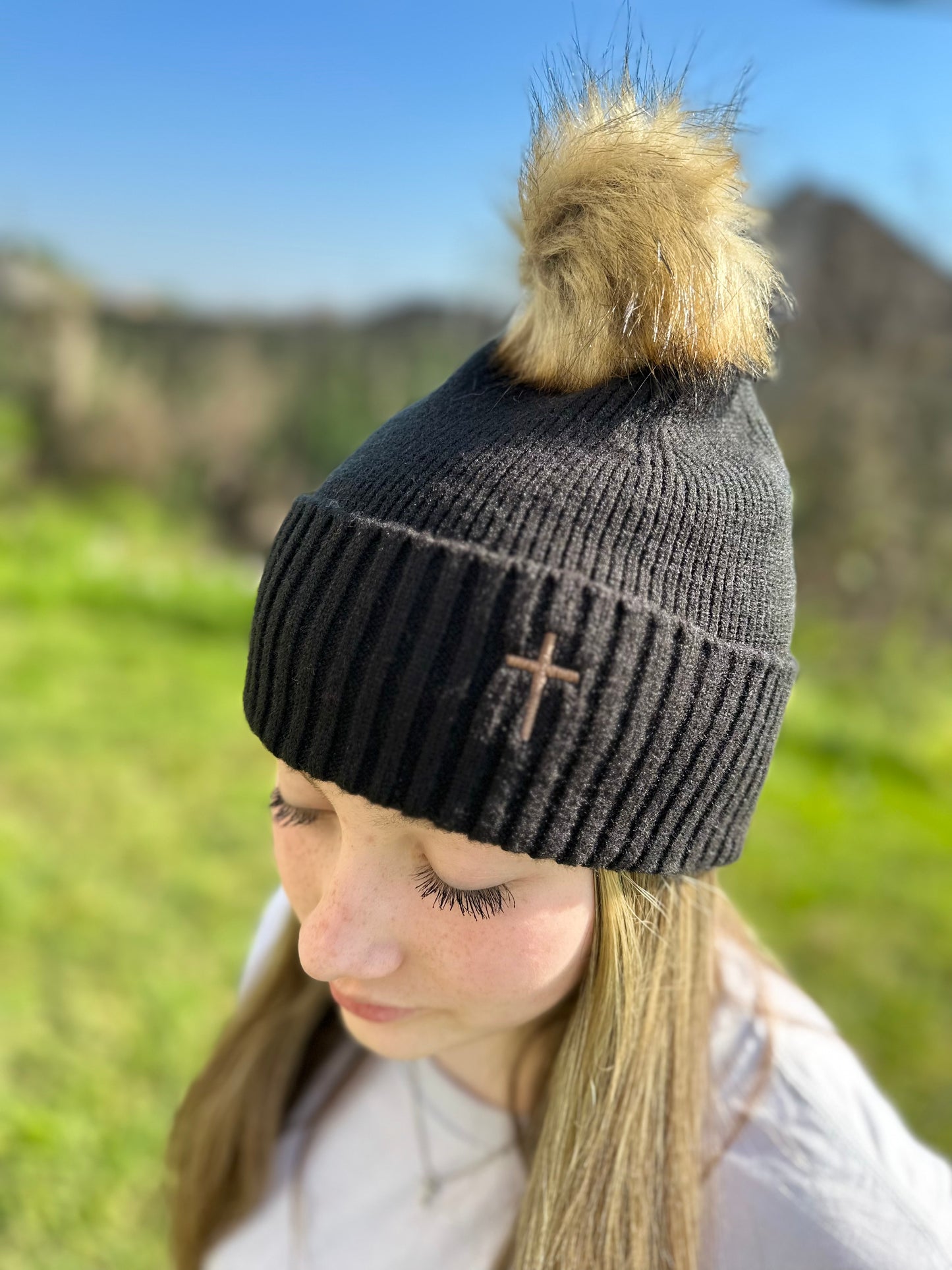 Pom Pom Cross Beanies