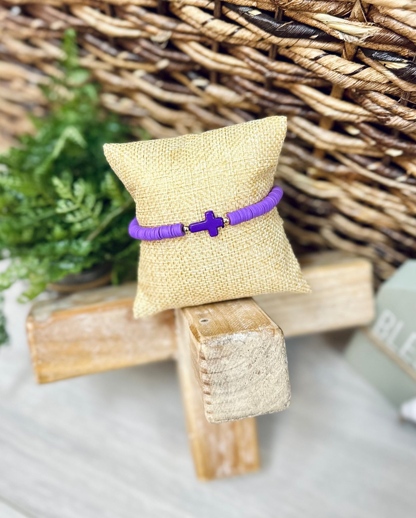 Cross Colorful Clay Bead Bracelet