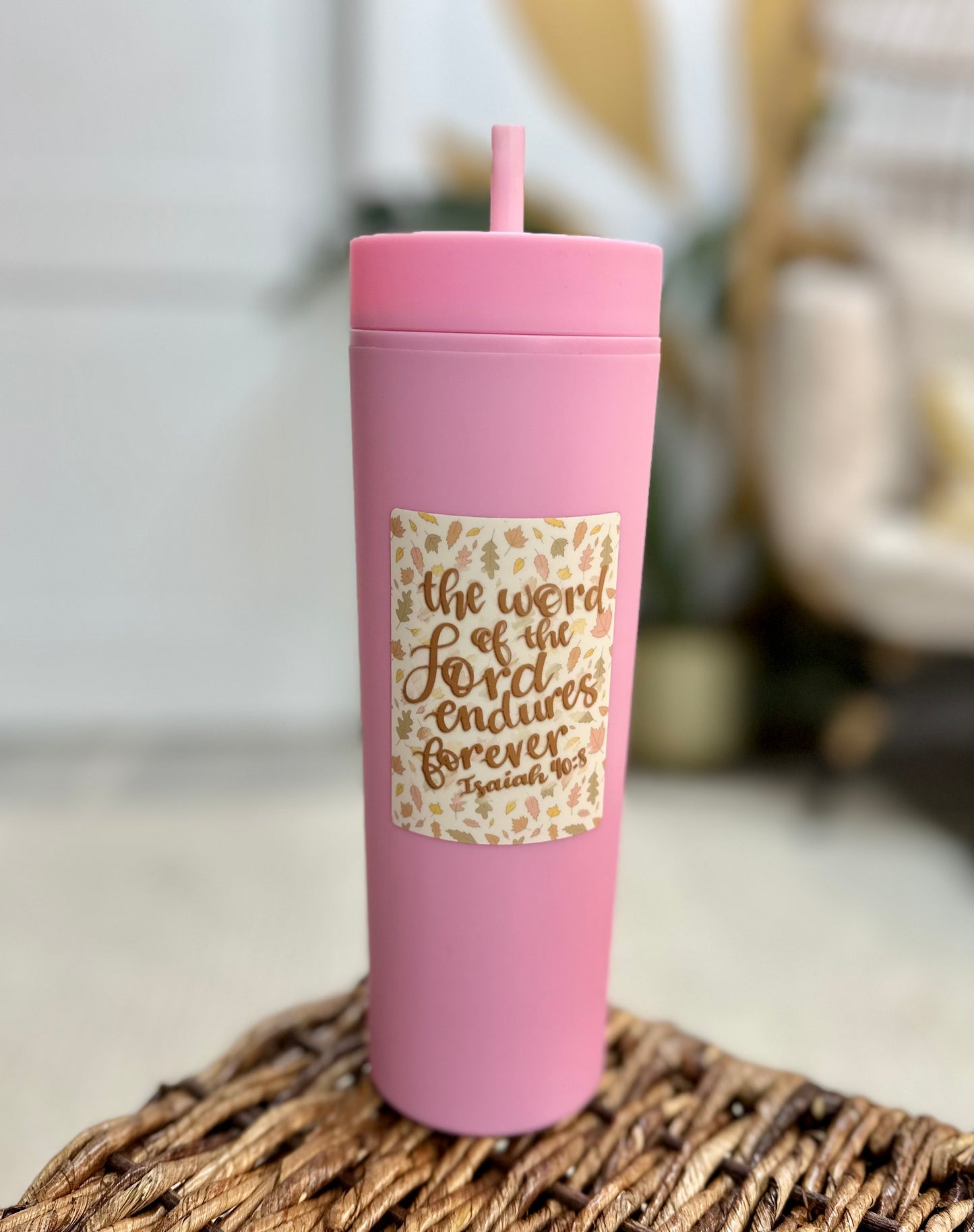 Pink Tumbler with Straw