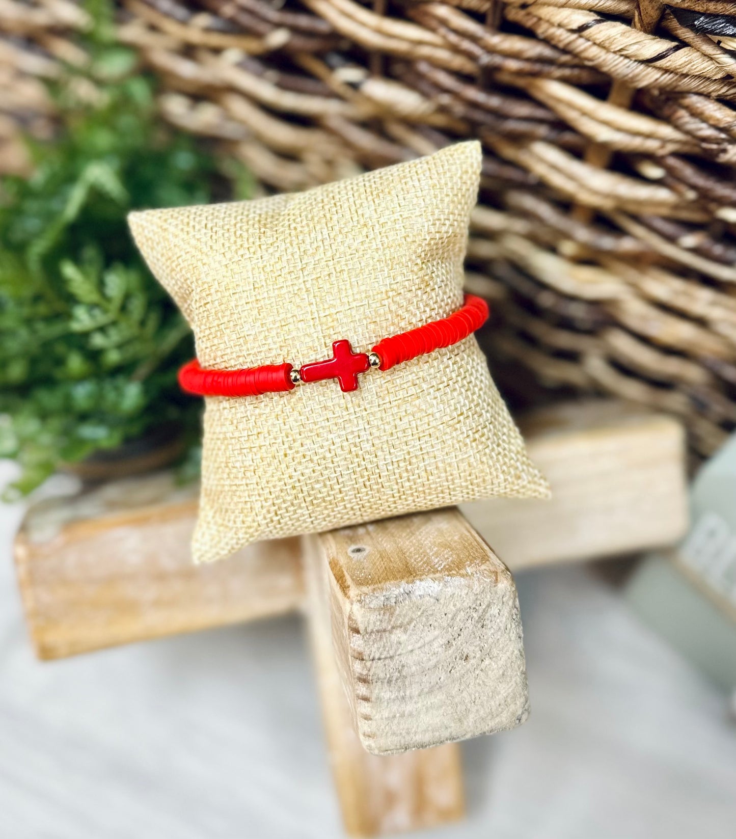 Cross Colorful Clay Bead Bracelet