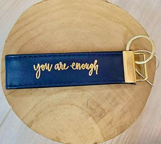 You are enough leather keychain