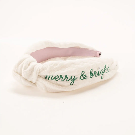 Merry and Bright Embroidered Headband