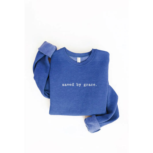 Saved by Grace Typewriter Print Sweatshirt