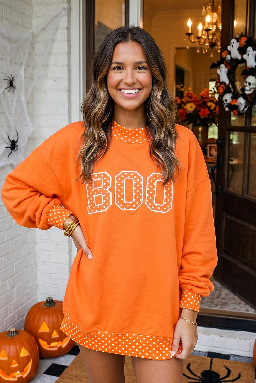 Polka Dot Boo Mock Neck