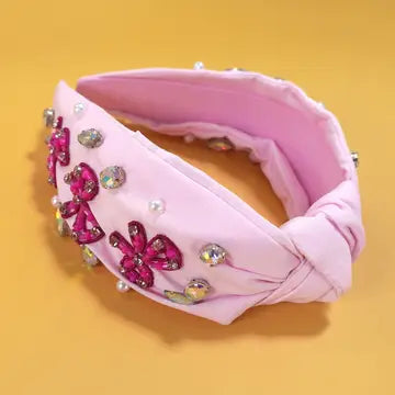 Pink Bow Bead Headband